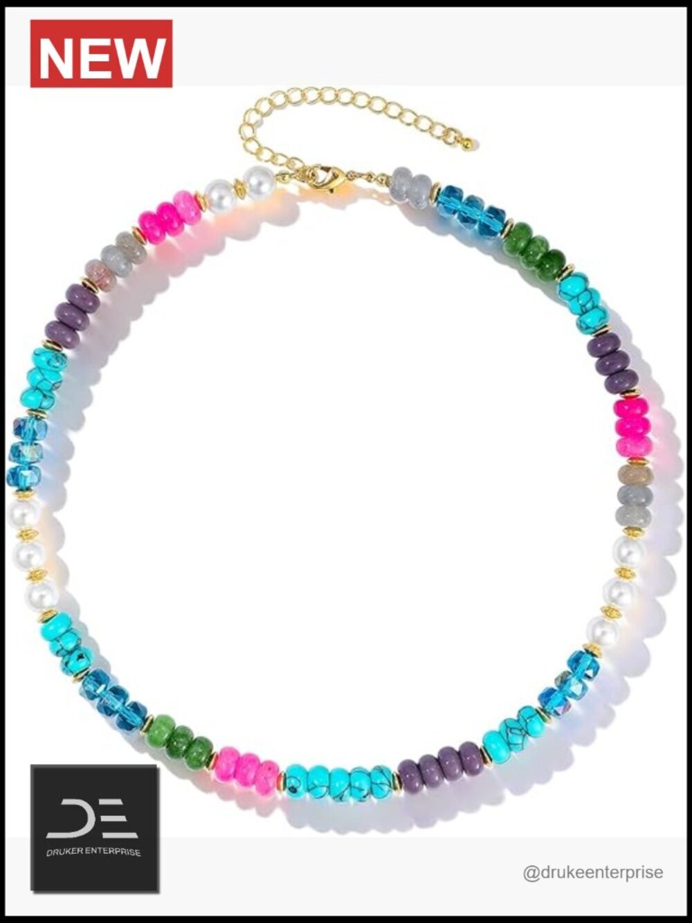 Colorful Beaded Gemstone Necklace for Women, Handmade Natural Stone Crystal